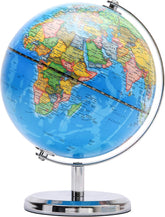 Exerz 20cm World Globe Political Map - Educational Globes Geographic - Stainless Steel Arc and Base - School Home (20cm diameter)